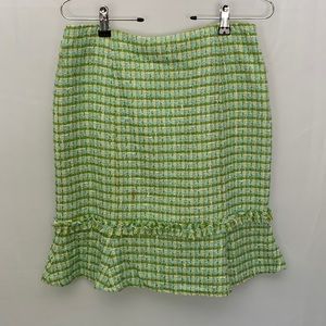 Worth Plaid Tweed Lime Green and Baby Blue Ruffle Mini Skirt Clueless Size 4